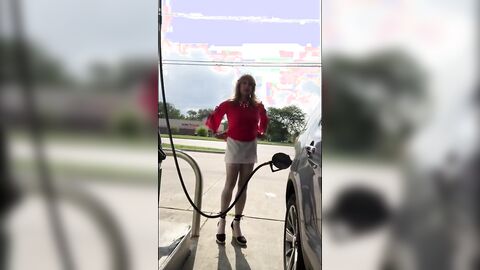 Crossdresser Fun at the Gas Station