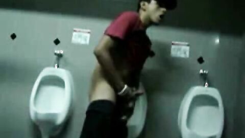 Public Handjob in a Restroom by Bigcockflasher
