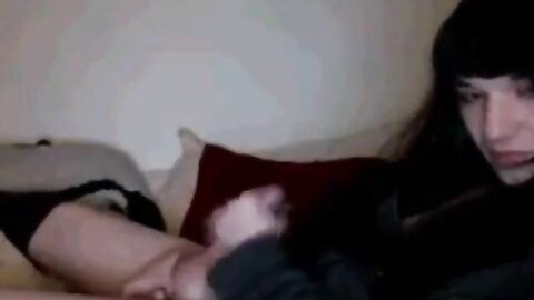 Self-Sucking Crossdresser Blasts Cum in Mouth