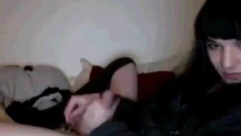 Self-Sucking Crossdresser Blasts Cum in Mouth