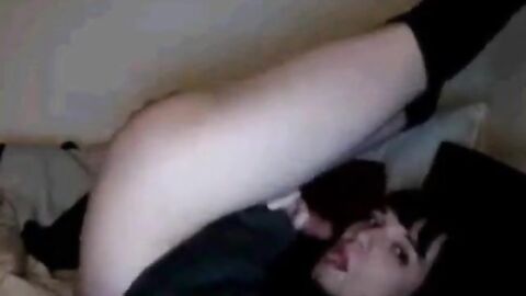 Self-Sucking Crossdresser Blasts Cum in Mouth