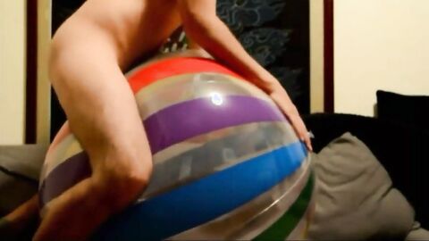 Twink Humping His Big Inflatable Ball