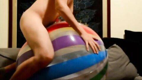 Twink Humping His Big Inflatable Ball
