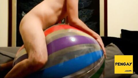 Twink Humping His Big Inflatable Ball