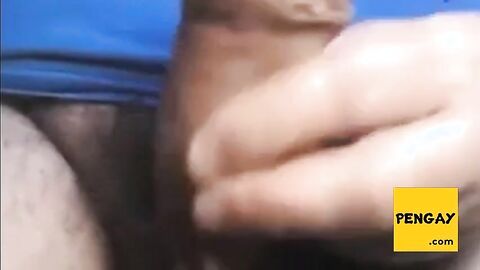 Daddy shows off his thick uncut cock on webcam