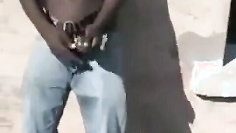 African Men Jerk Off Outdoors for Cash