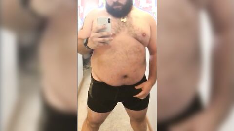 Fat Bear Stroking His Big Cock