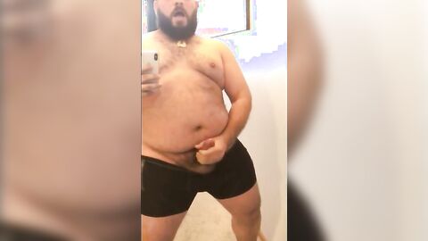 Fat Bear Stroking His Big Cock