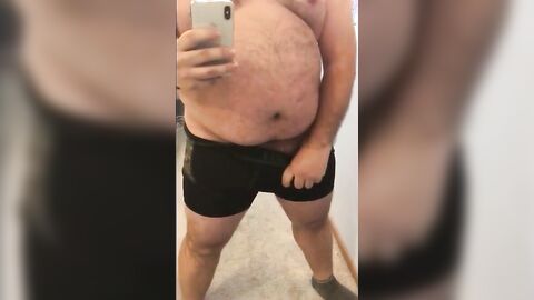 Fat Bear Stroking His Big Cock