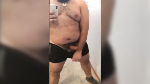 Fat Bear Stroking His Big Cock