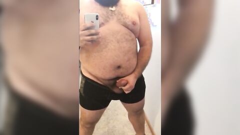 Fat Bear Stroking His Big Cock
