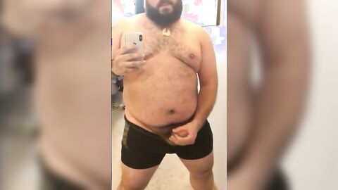 Fat Bear Stroking His Big Cock