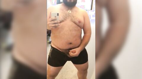 Fat Bear Stroking His Big Cock