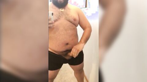 Fat Bear Stroking His Big Cock
