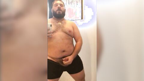 Fat Bear Stroking His Big Cock