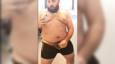 Fat Bear Stroking His Big Cock