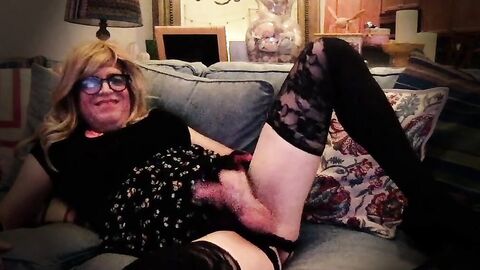 Big-Cock Crossdresser Erika69tv Strips, Strokes, and Cums on Cam