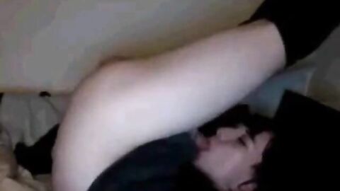 Self-Sucking Crossdresser Blasts Cum in Mouth