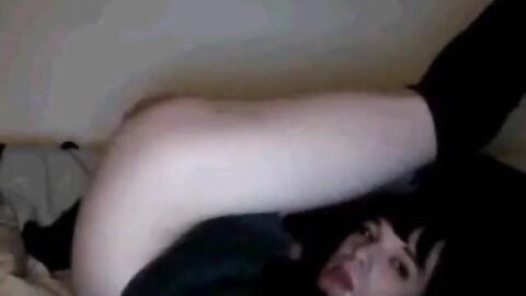 Self-Sucking Crossdresser Blasts Cum in Mouth