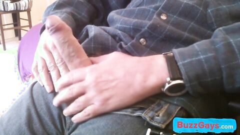 Big-Cock Daddy Strokes His Huge Meat Alone