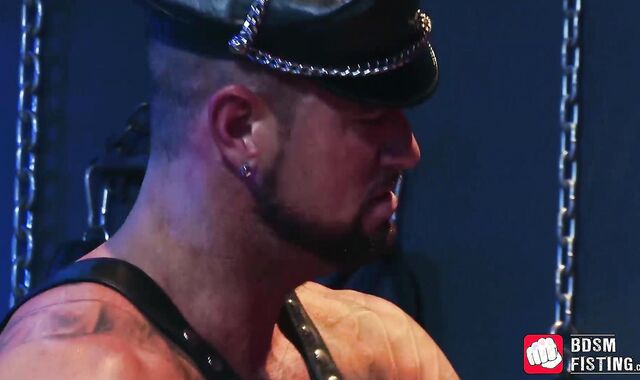 Mouth creampie for bound handsome submissive homosexual