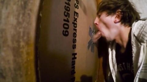 Twink Swallows Big Cock at Glory Hole