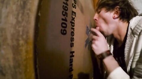 Twink Swallows Big Cock at Glory Hole