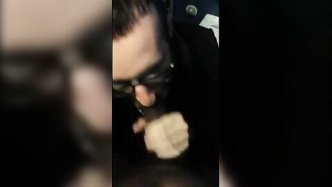 Bearded Guy Sucks Interracial Cock in a Public Restroom