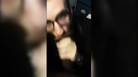 Bearded Guy Sucks Interracial Cock in a Public Restroom
