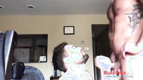Muscle Hunks' Feeding Time: Blow and Hand Job