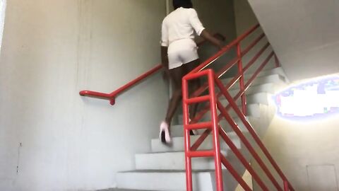 Big-Cocked Ebony Sissy Gina in Elevator Action