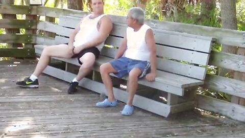 Daddies Have Outdoor Fun in Public Park