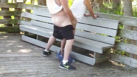 Daddies Have Outdoor Fun in Public Park