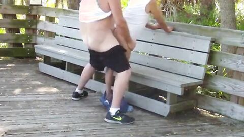 Daddies Have Outdoor Fun in Public Park
