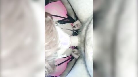 Crossdresser Sucks a Fat White Cock