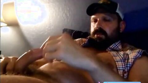 Bearded Muscle Daddy Jerks Off in Truck
