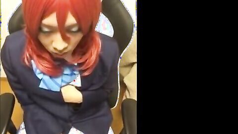 Asian Crossdresser Strokes Solo