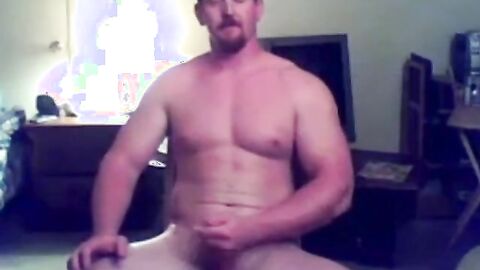 Ginger Muscle Stud Masturbates on Webcam
