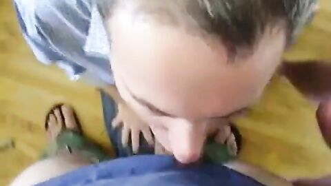 Amateur Takes On Two in a Group Blowjob