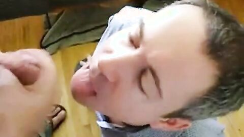 Amateur Takes On Two in a Group Blowjob