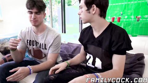 Cute twink stepbrothers pound bareback after taboo rimming