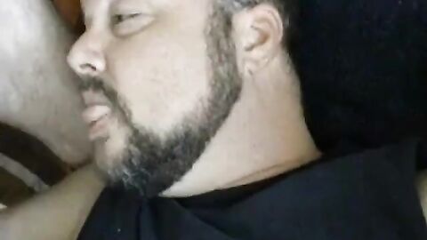 Fat Amateur Bear Gives Daddy a Blowjob