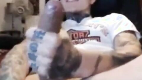 Latin Twink With Biggest Tattooed Cock Masturbates