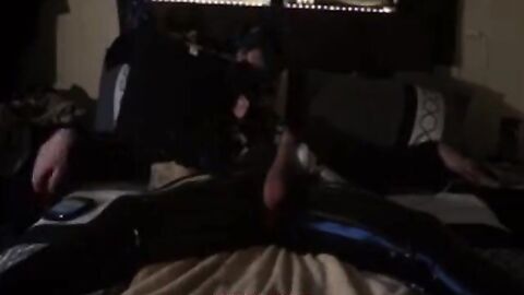 Twink's Kinky Latex Self-Bondage Session with a Sex Toy