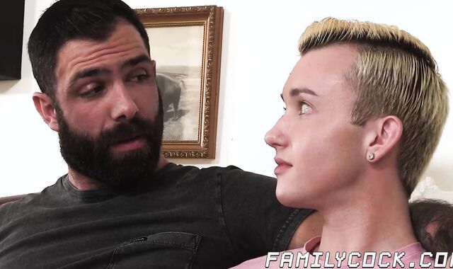 Blonde cutie Ryan Evans spends his day sucking juicy hotdogs from two hunks