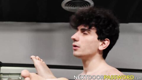 Sexy Alessandro Drago blowjobs Andrew Miller before he got rammed in missionary