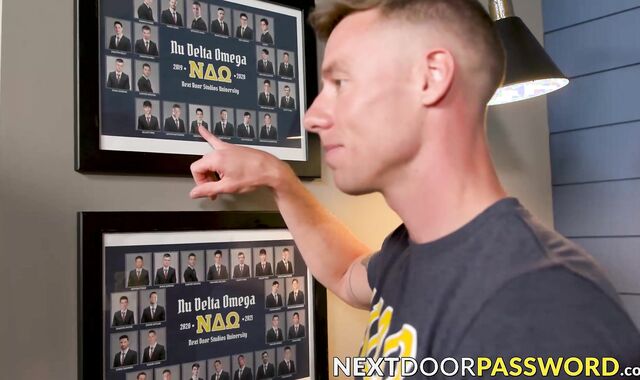 Brawny Justin Mathews and Evan Knoxx fucked the mouth and ass of Trevor Brooks in a f