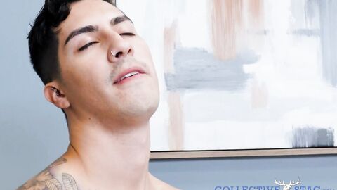 tattooed dude Kian Kane plays with his butt hole while jerking off