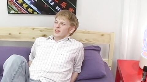 Blond twink Sky Sylvanus plays his dick and jerks off solo