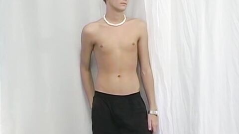 Petite gay Devin Becker plays with dildo while jerking off